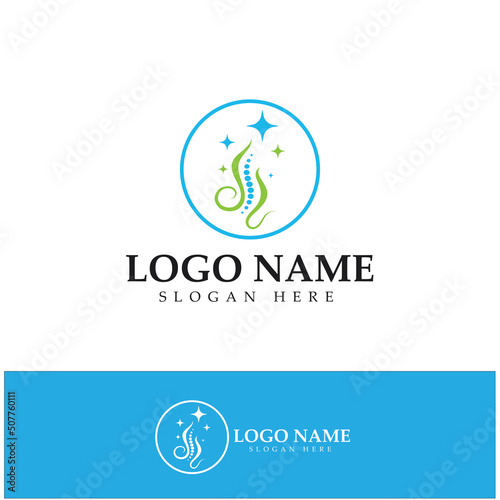 Spine care diagnostics symbol logo template vector illustration design 