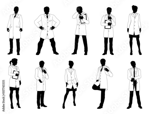 Scientists Professors Engineers Silhouettes Set