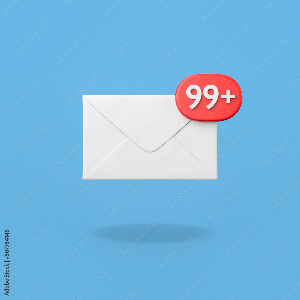Mail Envelope with Notification on Blue Background Mail Envelope with Notification on Blue Background