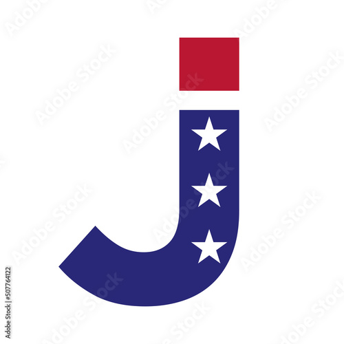 Initial Letter J American Logo for Business, Corporate and Company Identity. USA American Logo on Letter J Vector Template