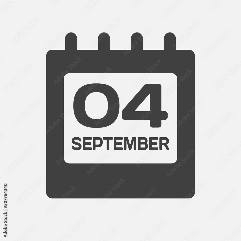 Icon day date 4 September, template calendar page Icon day date 4 September, template calendar page