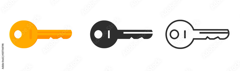 Key icon vector flat and line outline art pictogram clipart isolated illustration, golden and black and white cut out simple shape silhouette editable image Key icon vector flat and line outline art pictogram clipart isolated illustration, golden and black and white cut out simple shape silhouette editable image