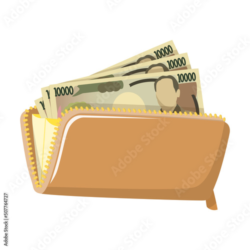 長財布に入った三万円