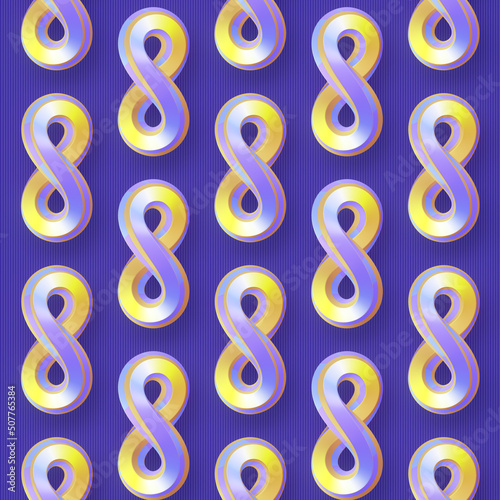 Pattern of curved neon mathematical figures. 3d rendering background. Digital illustration