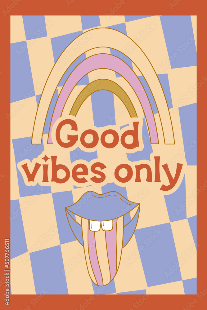 Groovy poster in cartoon style with slogan and flower daisy. Groovy flower background. Retro 60s 70s psychedelic design. Abstract hippie illustration. Groovy poster in cartoon style with slogan and flower daisy. Groovy flower background. Retro 60s 70s psychedelic design. Abstract hippie illustration.