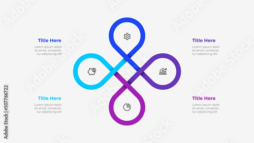 Infographic cyclic diagram with 4 elements. Concept of four steps or options of business cycle. Vector illustration for presentation.