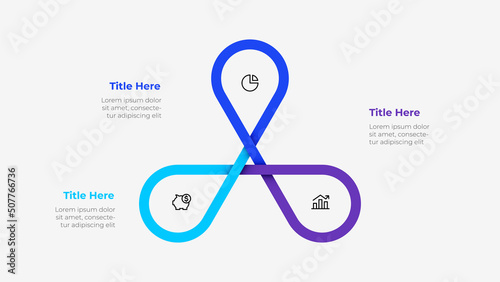Infographic cyclic diagram with 3 elements. Concept of three steps or options of business cycle. Vector illustration for presentation.