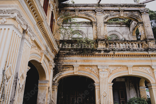 Colorful old house facades and ornate metal balconies © romaset