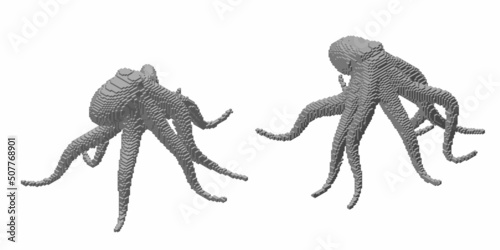 Octopus made from cubes. Vo...