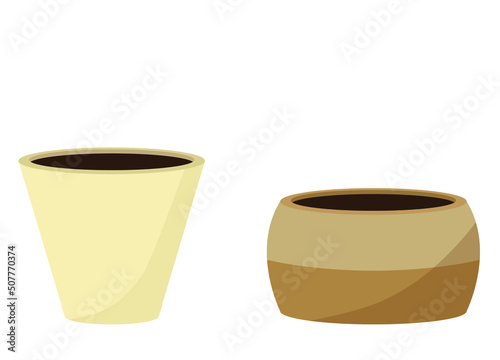 Garden pot. Pots for home flowers. Botany.