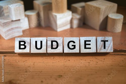 Budget Word In Wooden Cube