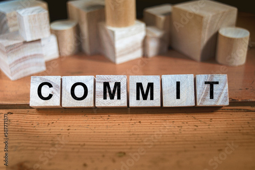 Commit Word In Wooden Cube