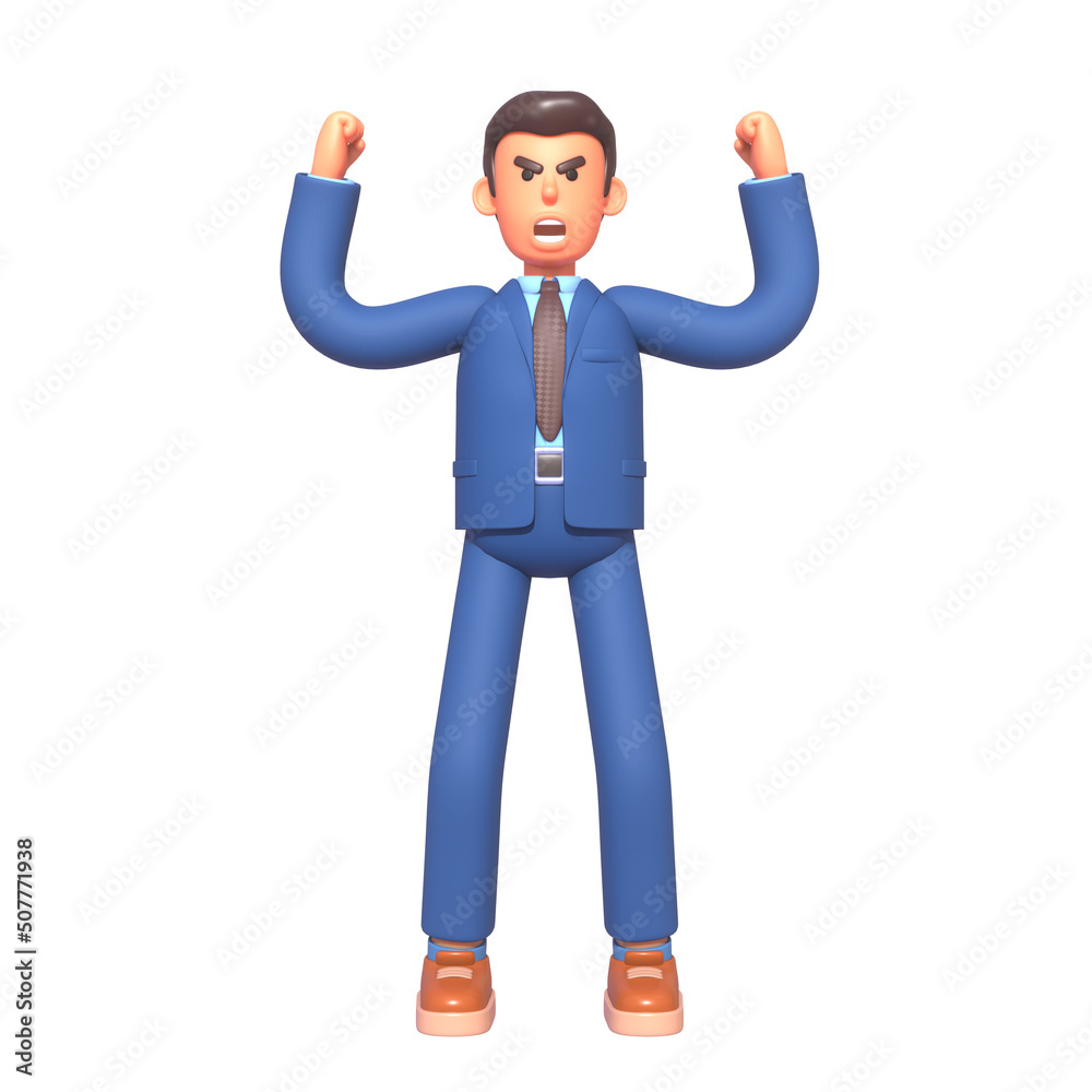 3d render of angry businessman in suit shouting in rage 3d render of angry businessman in suit shouting in rage