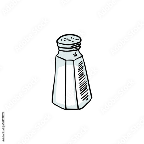 Salt. Colored simple doodle. Vector clipart of salt shaker, isolated on white