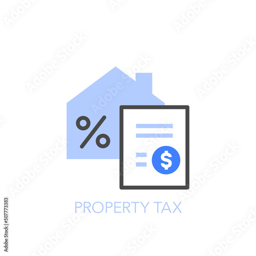 Simple visualised property tax symbol with a building and a tax document. Easy to use for your website or presentation.