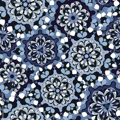 Elegance romantic indian seamless texture, vector. Luxury floral design, perf...