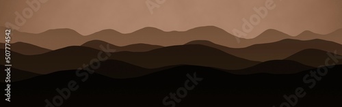 modern mountains ridges wild landscape - panoramic picture computer art texture background illustration