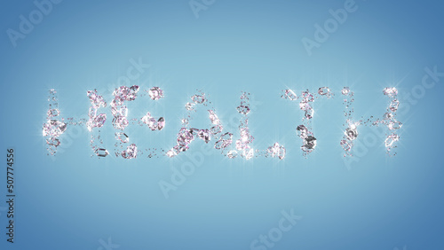 Fototapeta Naklejka Na Ścianę i Meble -  health - diamond text on light blue backdrop - abstract 3D rendering