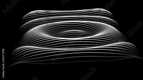 Sinusoidal formula distortion sine wave and waveform. Graph of a 3d function space in three-dimensional coordinates. Science simple detailed volume drip drop background. photo