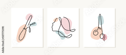 Hairdressing continuous line posters