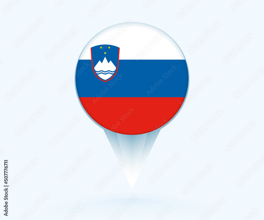 Map pointer with flag of Slovenia.