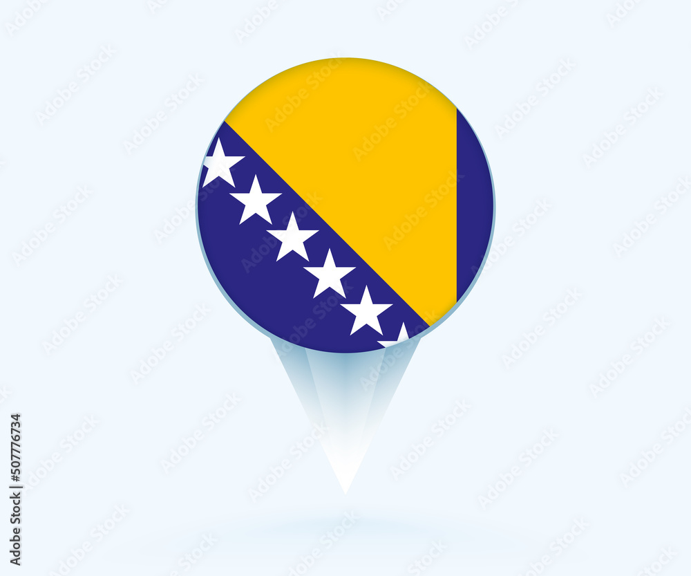 Map pointer with flag of Bosnia and Herzegovina.