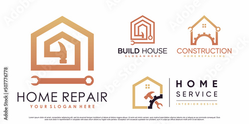 Set of collection home repair icon logo design illustration with creative element Premium Vector