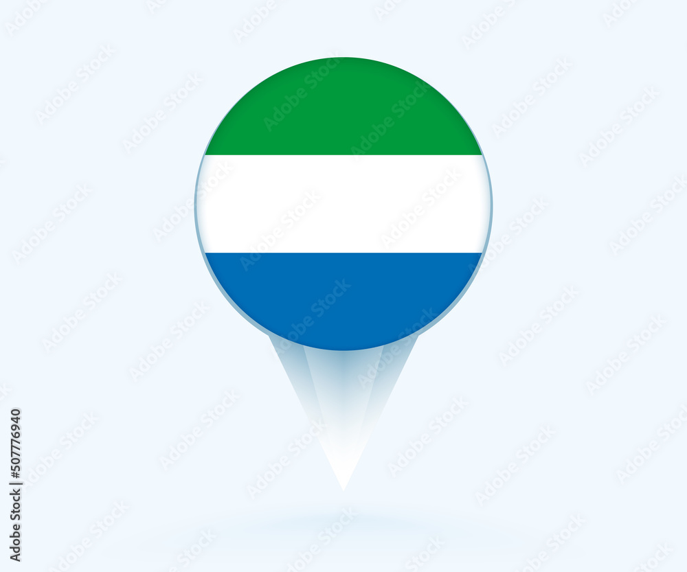 Map pointer with flag of Sierra Leone. Map pointer with flag of Sierra Leone.