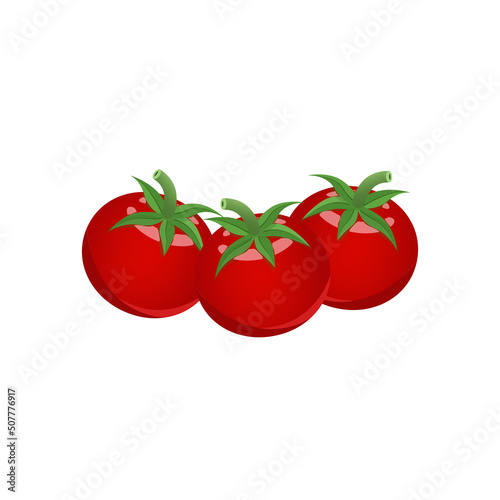 Red cherry tomatoes, flat style vector illustration isolated on white background