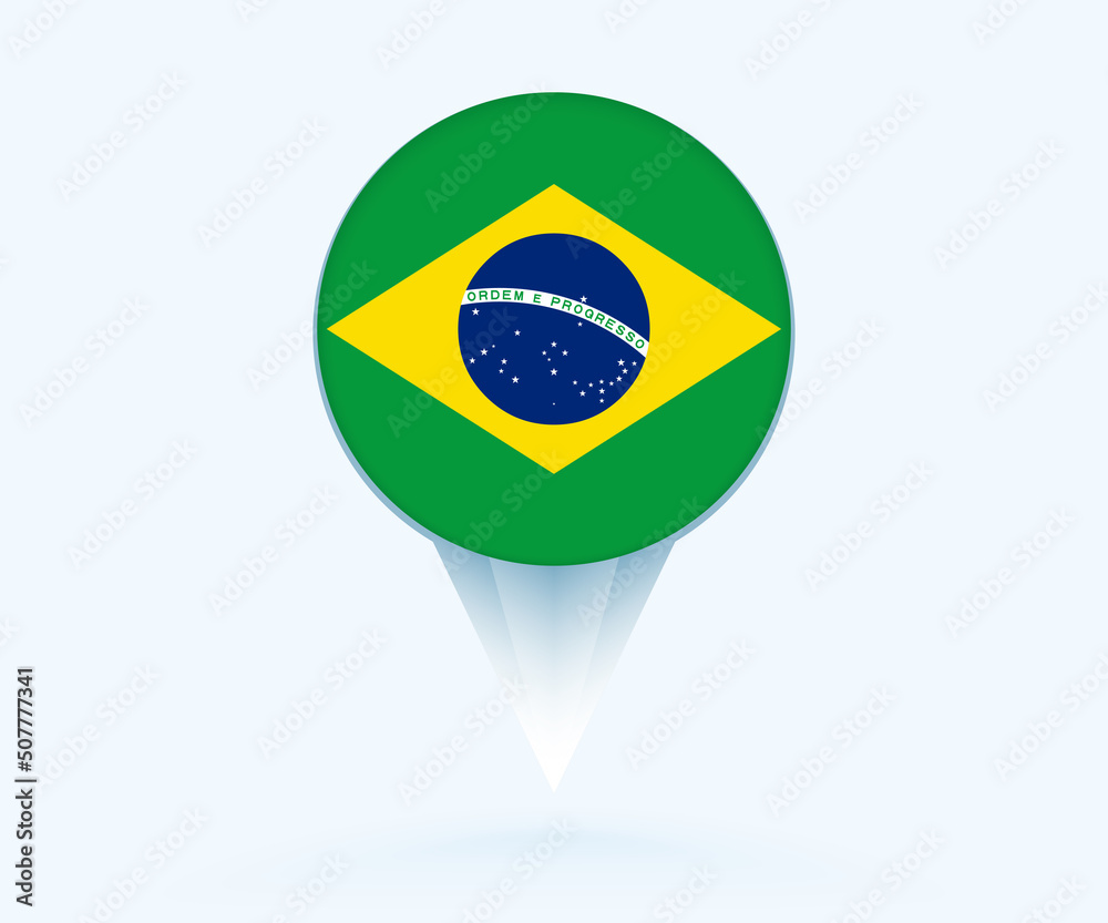 Fototapeta premium Map pointer with flag of Brazil.