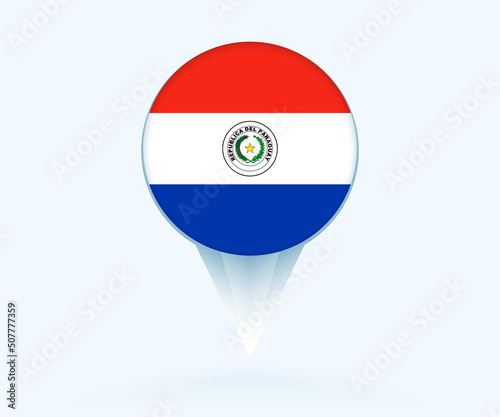 Map pointer with flag of Paraguay.