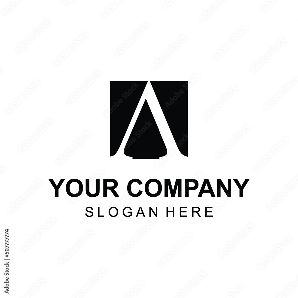Negative space abstract letter A logo design vector