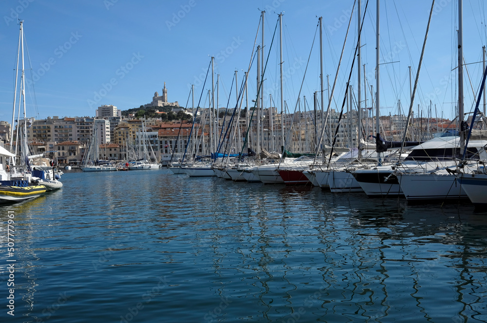 Various ships in the Vieux Port - the port of Marseille, France