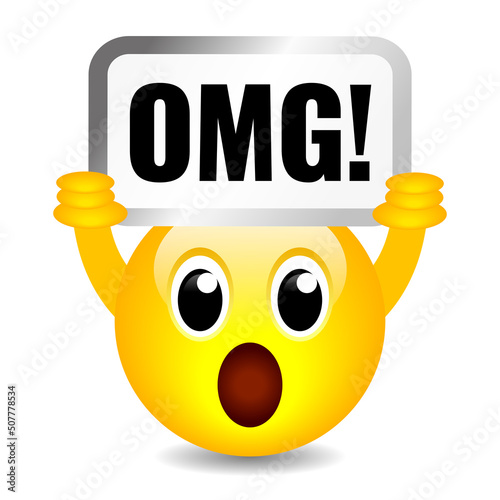 Obraz na płótnie Surprised emoji cartoon with OMG sign, Oh My God w salonie
