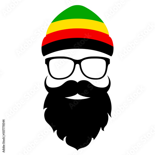 Hipster face with rasta hat