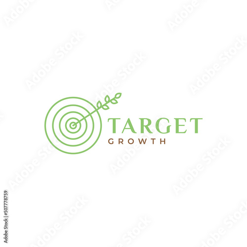 line circle target with leaf growth logo design vector graphic symbol icon illustration creative idea photo