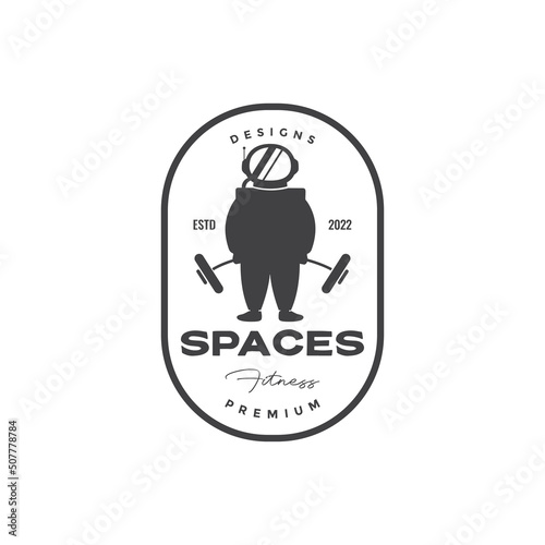 astronaut gym logo design vector graphic symbol icon illustration creative idea