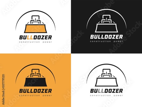 Logo for construction company, rental equipment company with bulldozer symbol. Vector
