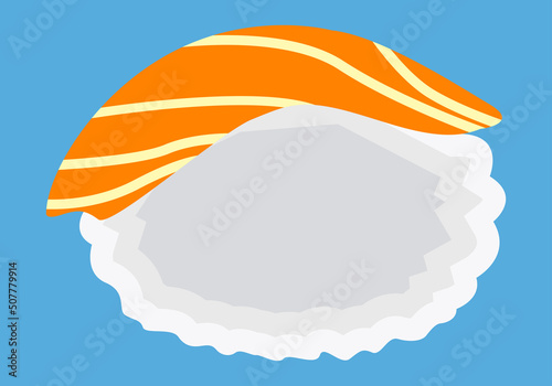 Icono de sushi japones en fondo azul.