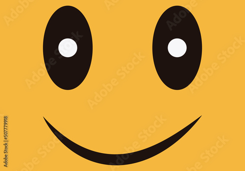 Fondo amarilla con cara sonriente de felicidad.  photo