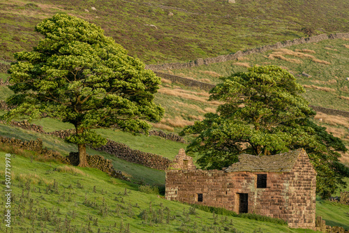 View of a Peak District rural landscape at Roach End, The Roaches, Staffordshire.