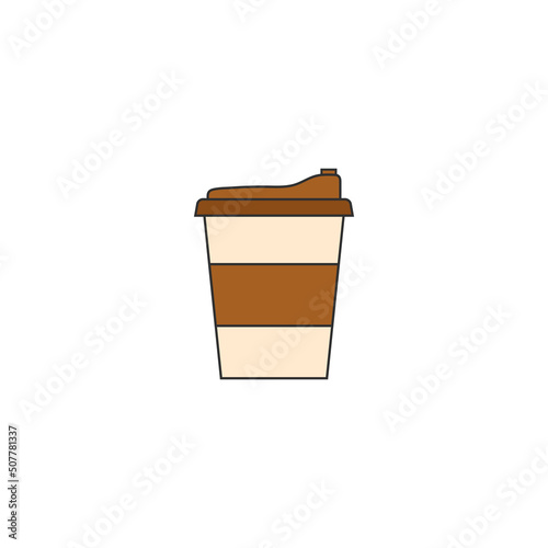 Delicious coee paper cup icon. Drink vector illustration design
