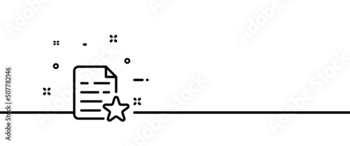 Add to favourite line icon. File with a star. Save information, like, feedback, review. Edit data. Online concept. One line style. Vector line icon for Business and Advertising