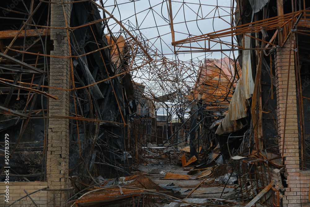 Destroyed Market in Kharkiv after russian Missile Hit