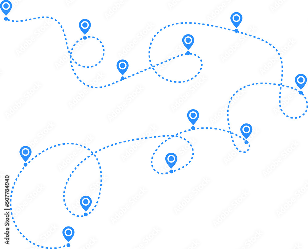 Map distance measuring icon. We moved the icon. Moving office sign.Map, route, GPS distance, roadmap icon set. Blue Route location icon