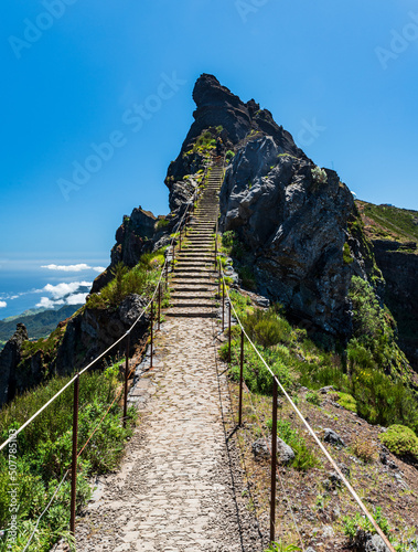 Pico do Cidrao hill between Pico Ruivo and Pico do Arieiro in Madeira island photo