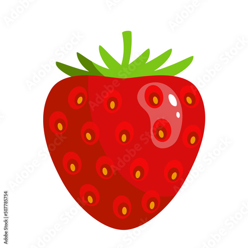 Vector strawberry icon  simple illustration of strawberry in flat style  red forest berry isolated on white background