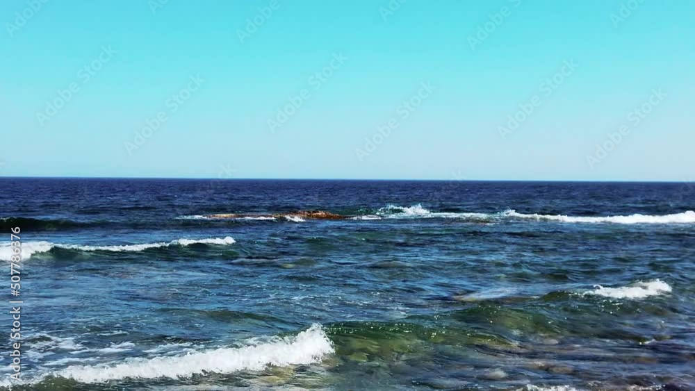 Slow-motion video of a seascape with beautiful waves Slow-motion video of a seascape with beautiful waves