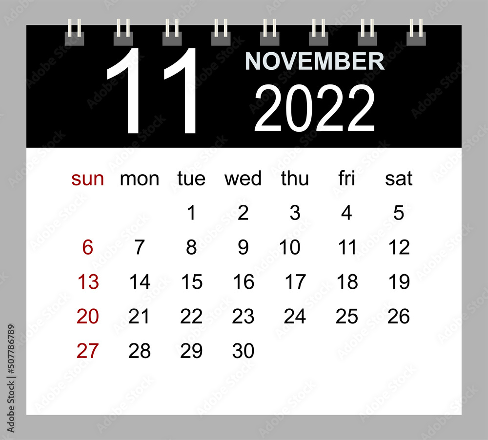november-2022-vector-monthly-calendar-template-2022-year-in-simple