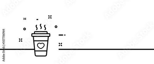 Cardboard cup and heart line icon. Hot, steam, coffee, tea, drink, relaxation, delicious, favorite, like. Beverage concept. One line style. Vector line icon for Business and Advertising